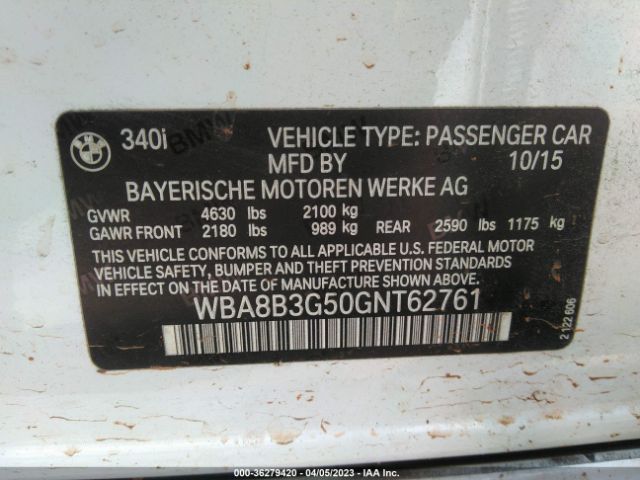 WBA8B3G50GNT62761 BMW 3 Series 340i