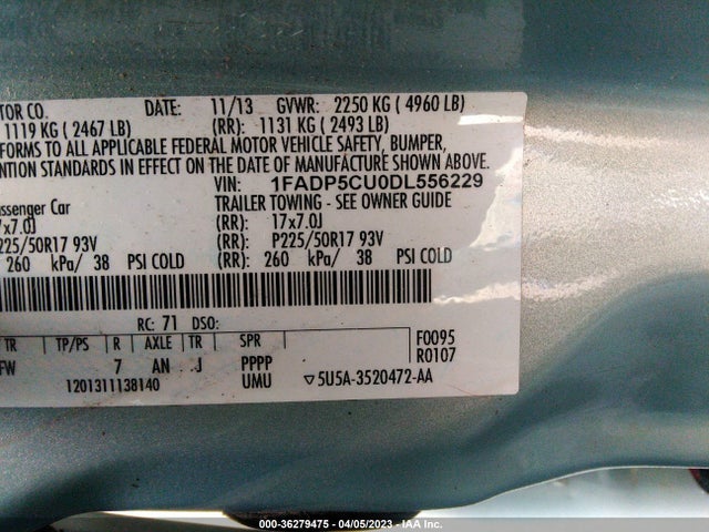 2013 FORD C-MAX ENERGI SEL VIN: 1FADP5CU0DL556229