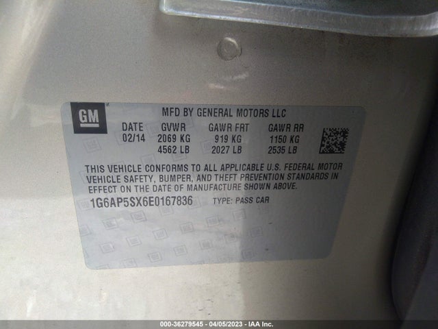 1G6AP5SX6E0167836 Cadillac Cts Sedan Rwd