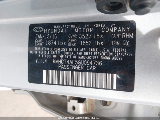 Hyundai ACCENT SE 2016 KMHCT4AE5GU094736 Image 9