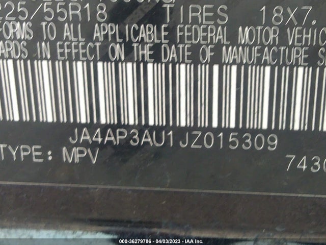 JA4AP3AU1JZ015309 Mitsubishi Outlander Sport 2.0