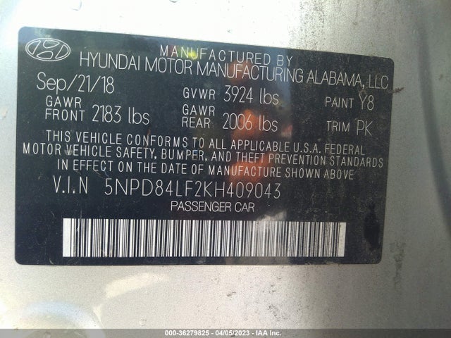 Hyundai ELANTRA SEL 2019 5NPD84LF2KH409043 Image 9