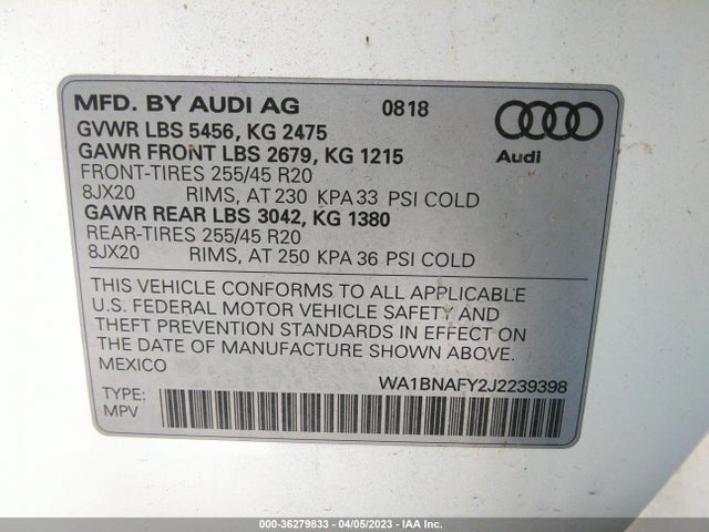 WA1BNAFY2J2239398 Audi Q5 Premium Plus