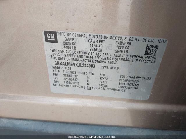 3GKALMEVXJL244903 GMC Terrain Sle
