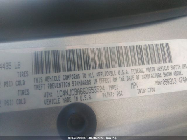 1C4NJCBA6GD553524 Jeep Compass Sport