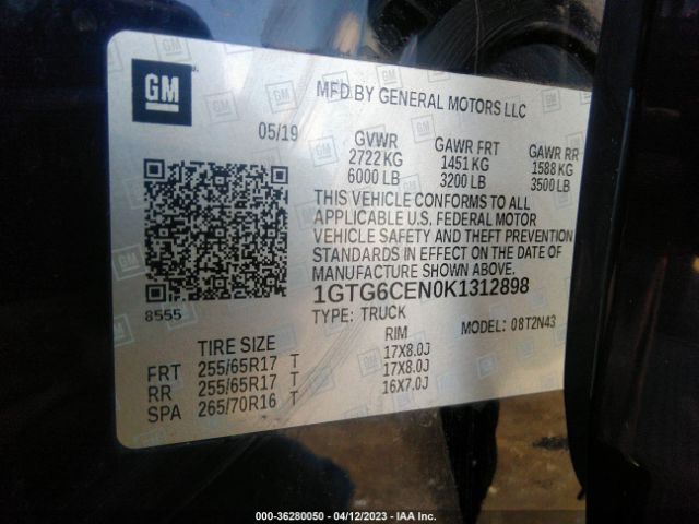 1GTG6CEN0K1312898 GMC Canyon 4wd Sle