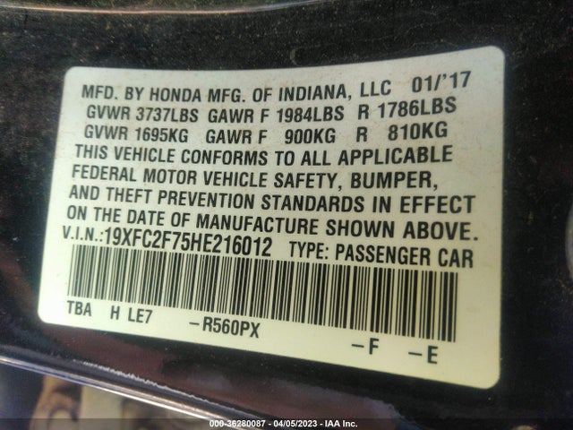 Honda Civic Sedan Ex 2017 19XFC2F75HE216012 Image 11
