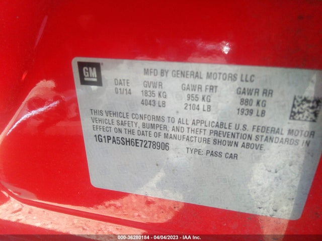 Chevrolet CRUZE LS 2014 1G1PA5SH6E7278906 Image 9