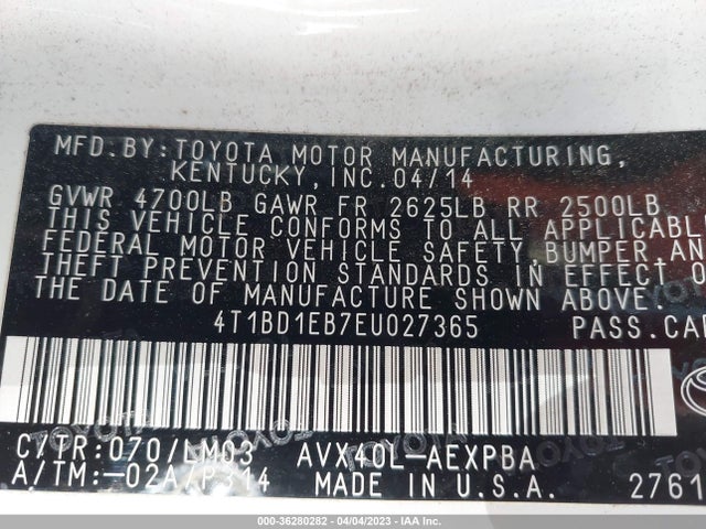 Toyota Avalon Hybrid Limited 2014 4T1BD1EB7EU027365 Image 9