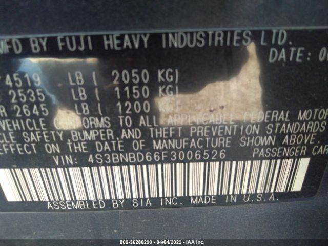 4S3BNBD66F3006526 Subaru Legacy 2.5i Premium