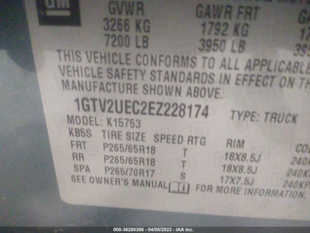 1GTV2UEC2EZ228174 GMC Sierra 1500 Sle