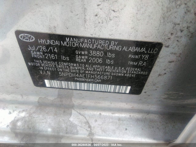 Hyundai ELANTRA SE 2015 5NPDH4AE1FH566871 Image 10