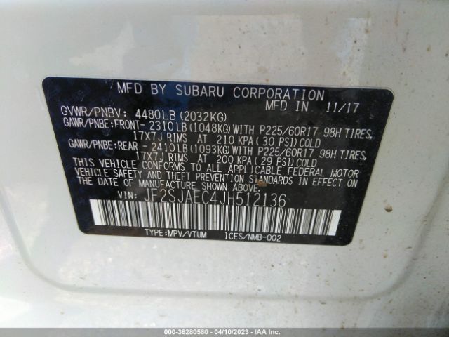 JF2SJAEC4JH512136 Subaru Forester Premium
