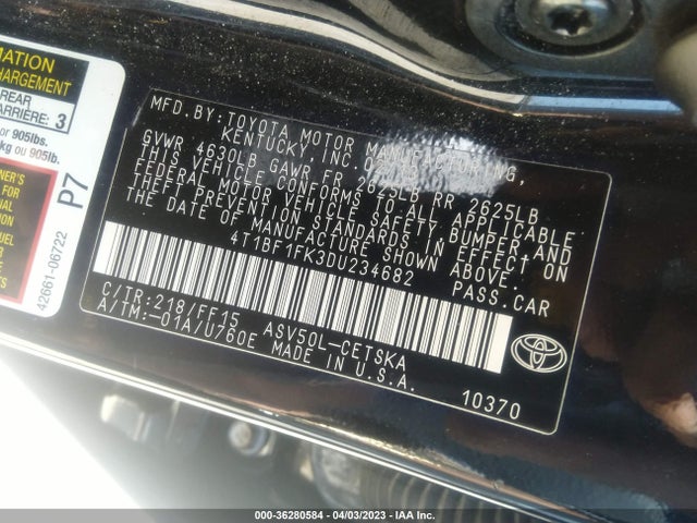 Продаж на аукціоні авто 2013 Toyota Camry L/le/se/xle, vin: 4T1BF1FK3DU234682, номер лоту: 36280584