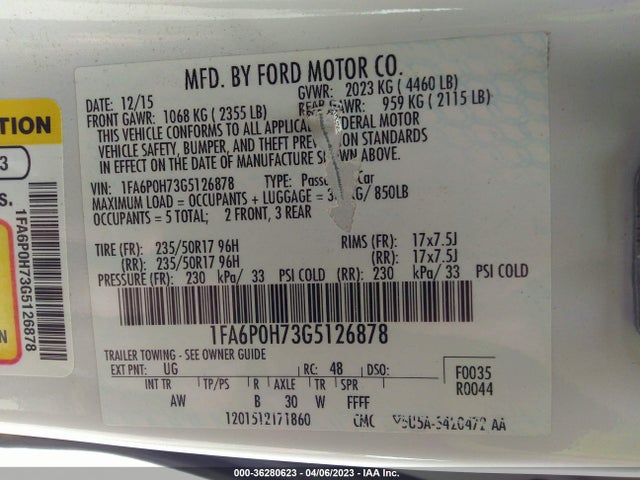 Ford FUSION SE 2016 1FA6P0H73G5126878 Image 11