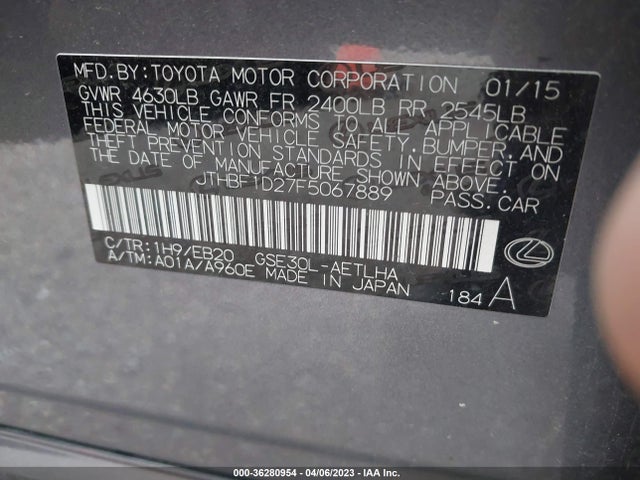 Lexus IS 250 2015 JTHBF1D27F5067889 Image 9