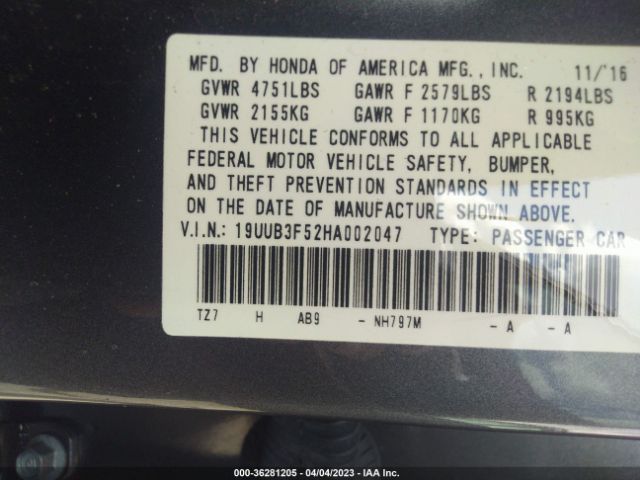 19UUB3F52HA002047 Acura Tlx V6 W/technology Pkg