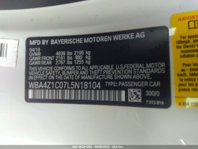 2020 BMW 4 Series, VIN: WBA4Z1C07L5N18104