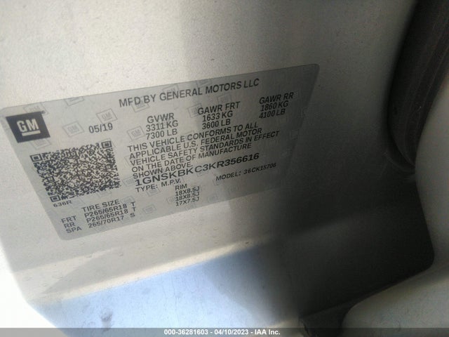 Chevrolet Tahoe Lt 2019 1GNSKBKC3KR356616 Image 9