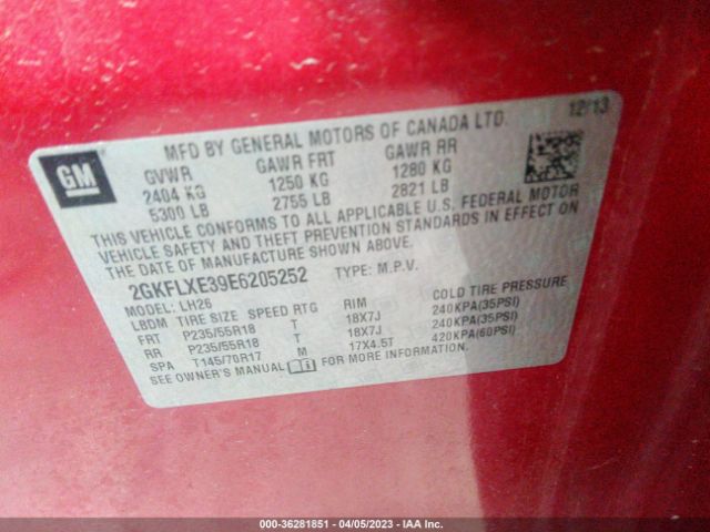 2GKFLXE39E6205252 GMC Terrain Slt