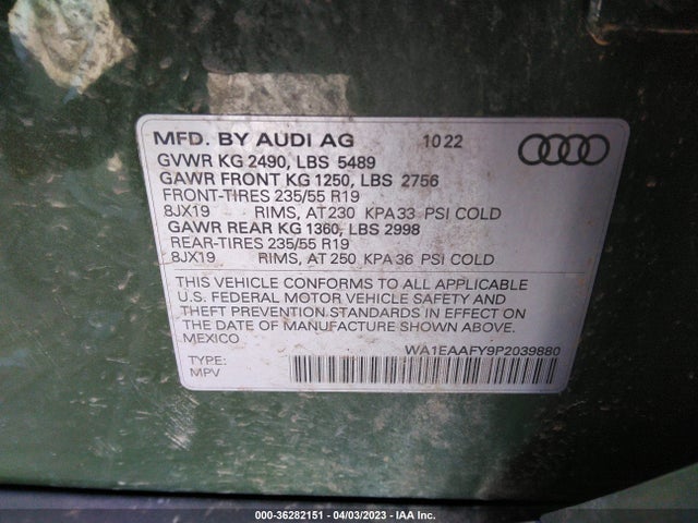 WA1EAAFY9P2039880 Audi Q5 S Line Premium Plus