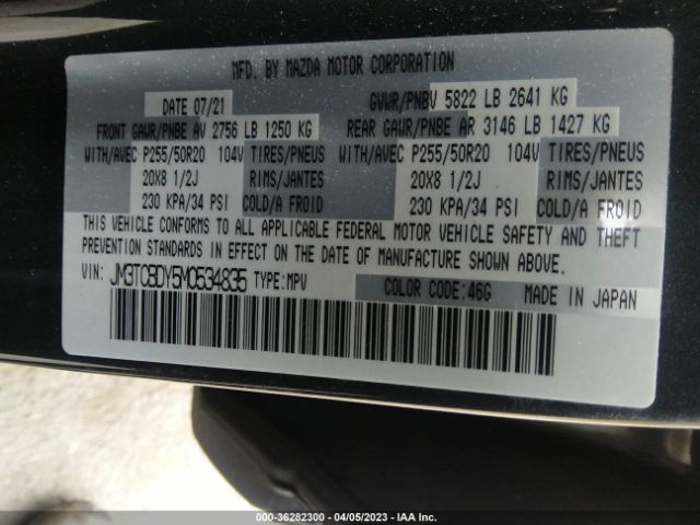 JM3TCBDY5M0534835 Mazda Cx-9 Grand Touring