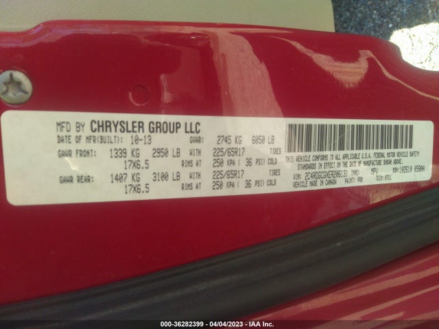 Dodge Grand Caravan Sxt 2014 2C4RDGCGXER206131 Image 9