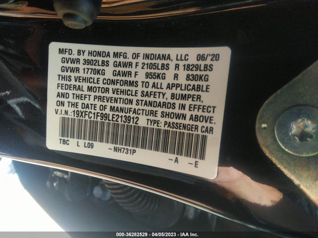 Honda Civic Sedan Touring 2020 19XFC1F99LE213912 Image 9