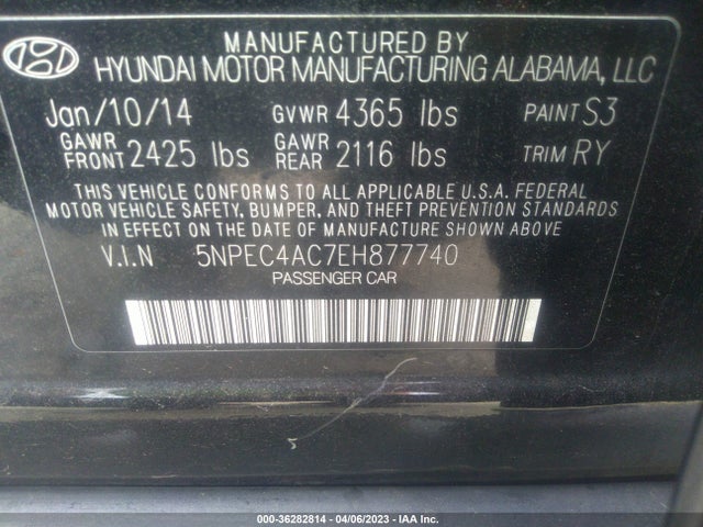 Hyundai SONATA SE 2014 5NPEC4AC7EH877740 Image 9