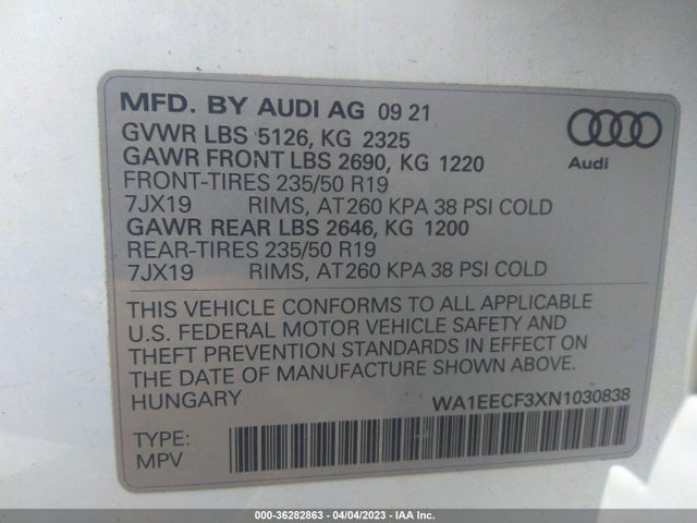 WA1EECF3XN1030838 Audi Q3 S Line Premium Plus