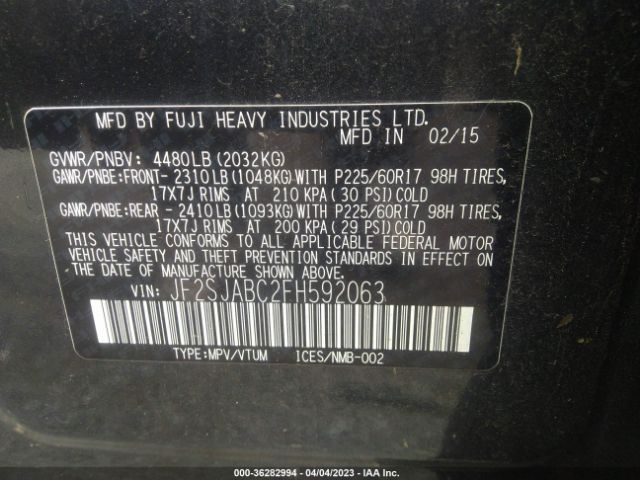 JF2SJABC2FH592063 Subaru Forester 2.5i