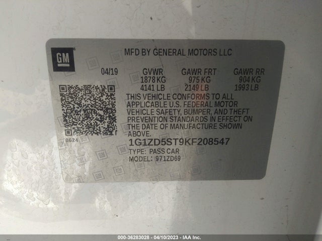 Chevrolet MALIBU LT 2019 1G1ZD5ST9KF208547 Image 9