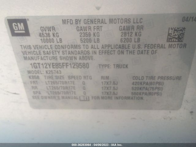 1GT12YE85FF129580 GMC Sierra 2500hd Sle