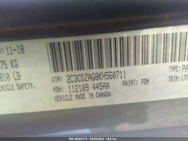 2C3CDZAG8KH560711 Dodge Challenger Sxt