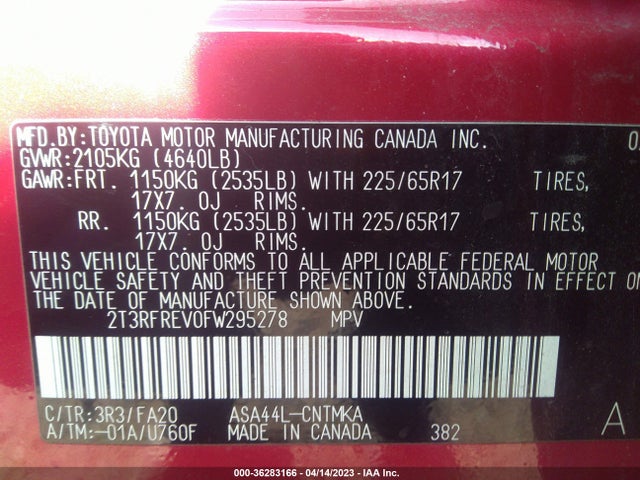 Toyota Rav4 Xle 2015 2T3RFREV0FW295278 Image 9