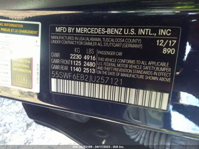 55SWF6EB2JU257121 Mercedes-Benz C-class Amg C 43