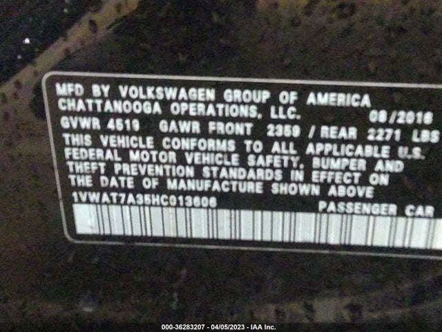 2017 VOLKSWAGEN PASSAT 1.8T S VIN: 1VWAT7A35HC013606