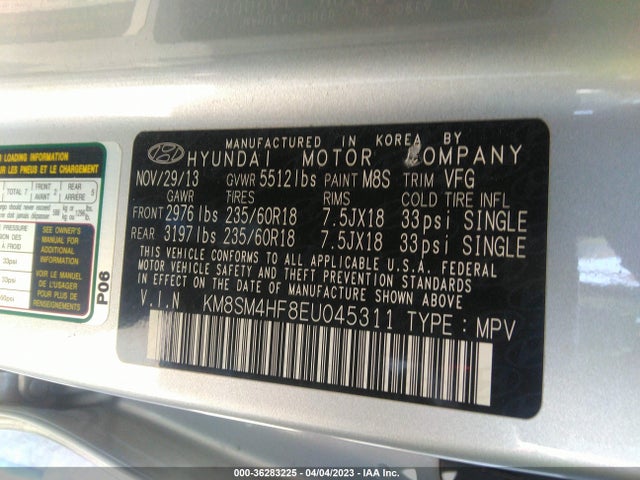 Hyundai Santa Fe Gls 2014 KM8SM4HF8EU045311 Image 10