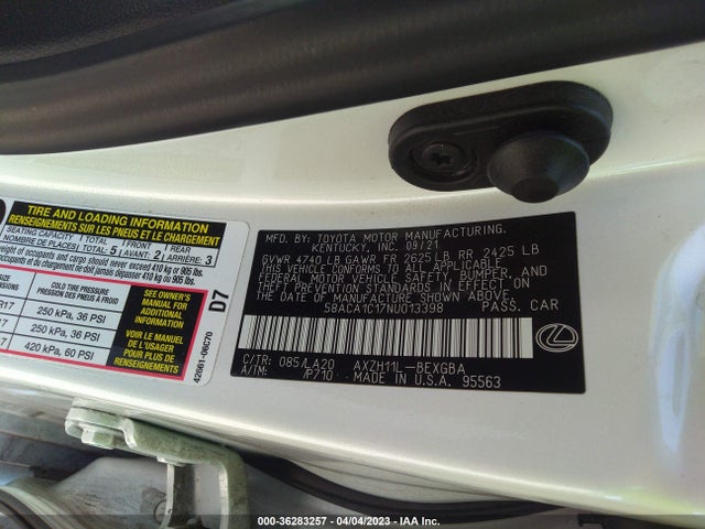58ACA1C17NU013398 Lexus Es Es 300h