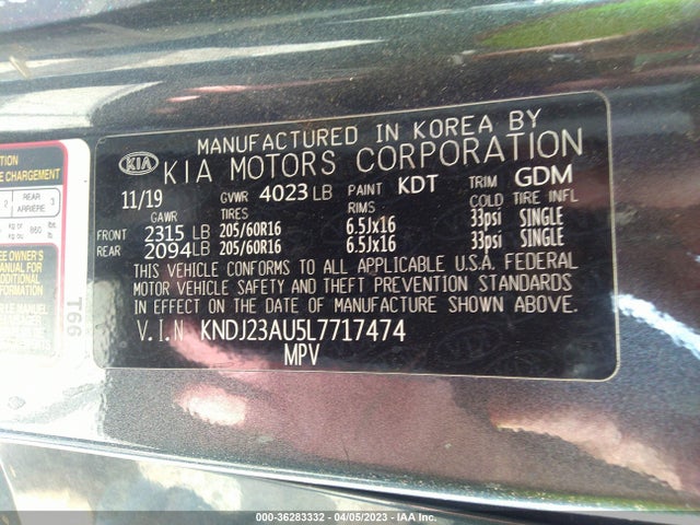 2020 KIA SOUL LX VIN: KNDJ23AU5L7717474