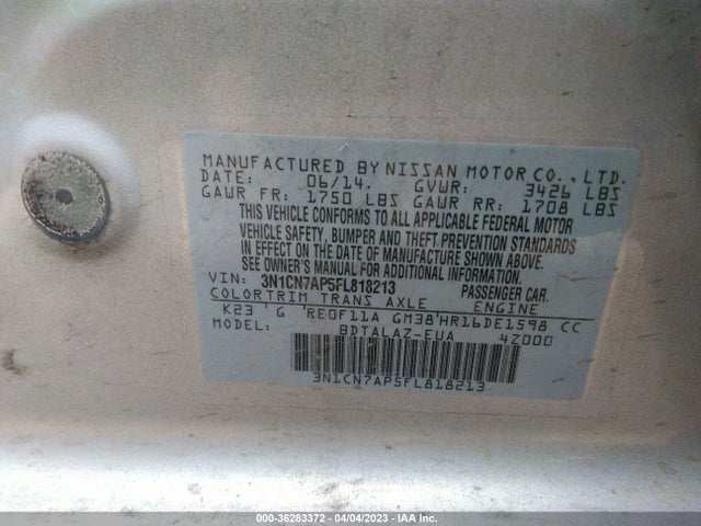 Nissan Versa S Plus 2015 3N1CN7AP5FL818213 Image 10