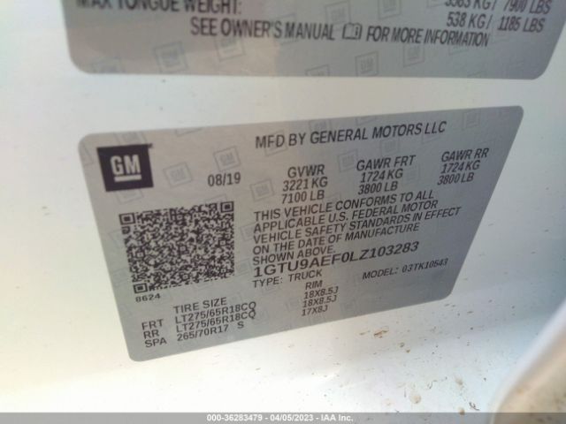 1GTU9AEF0LZ103283 GMC SIERRA 1500