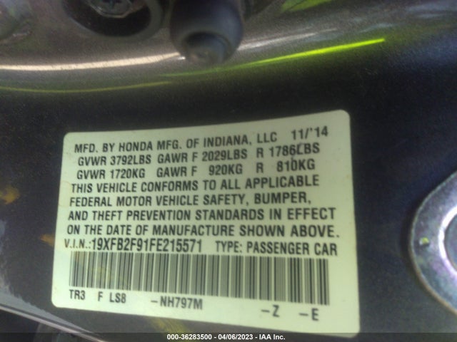 Honda Civic Sedan Ex-l 2015 19XFB2F91FE215571 Image 9