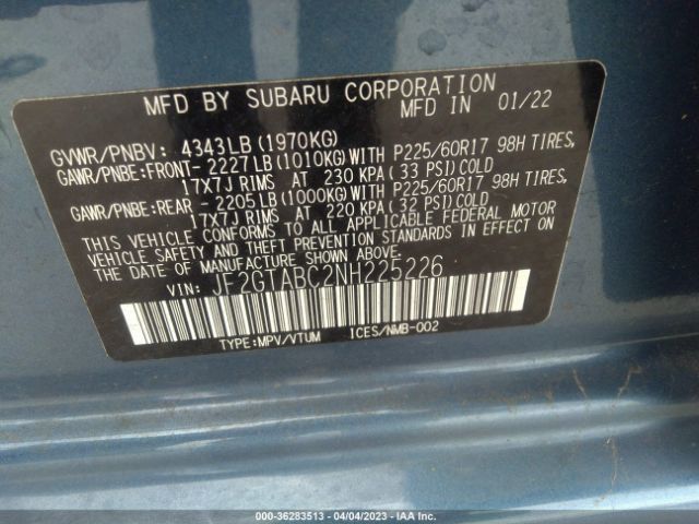 JF2GTABC2NH225226 Subaru Crosstrek