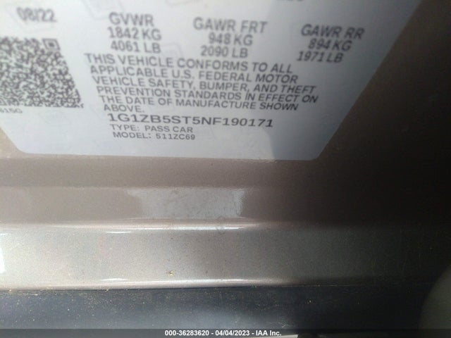 Chevrolet MALIBU LS 2022 1G1ZB5ST5NF190171 Image 9