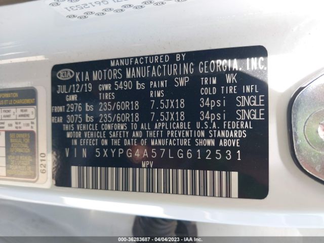 5XYPG4A57LG612531 KIA Sorento Lx V6