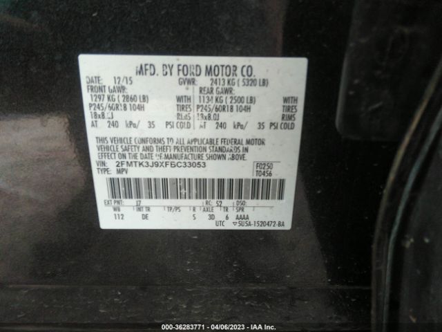 2FMTK3J9XFBC33053 Ford EDGE SEL