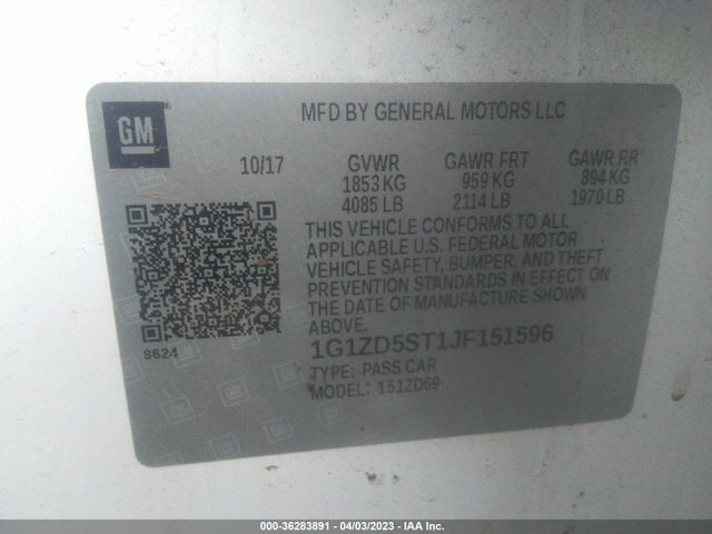 Chevrolet MALIBU LT 2018 1G1ZD5ST1JF151596 Image 9