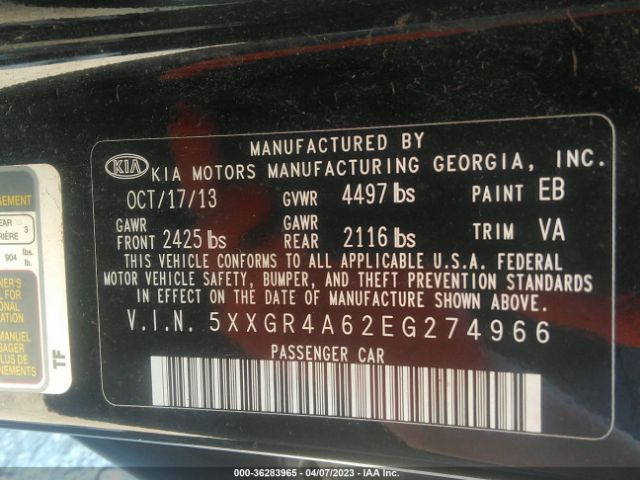5XXGR4A62EG274966 KIA Optima Sxl Turbo