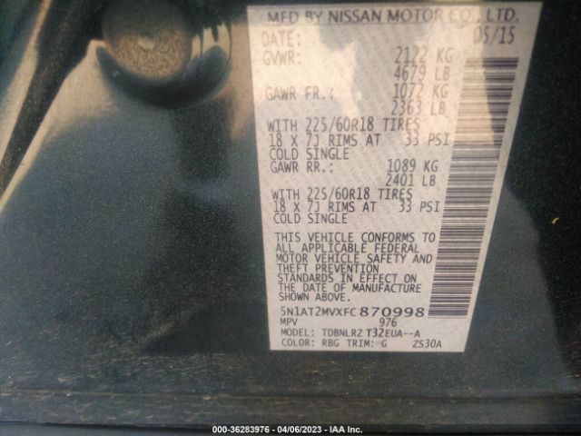 5N1AT2MVXFC870998 Nissan Rogue Sl